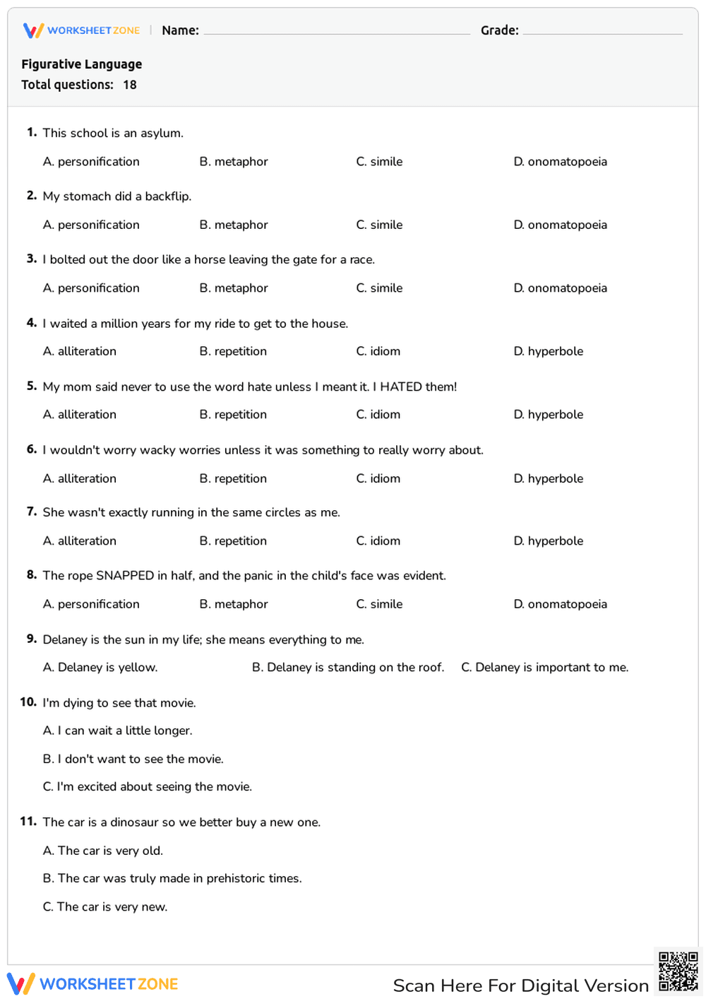 Figurative Language Challenge - Page 1