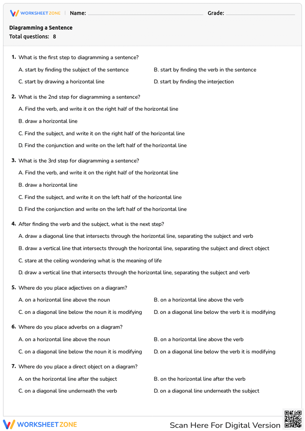Diagramming a Sentence - Page 1