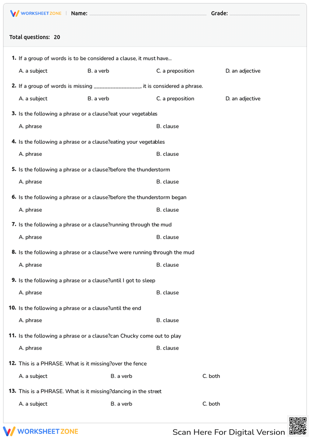 Phrases and Clauses - Page 1