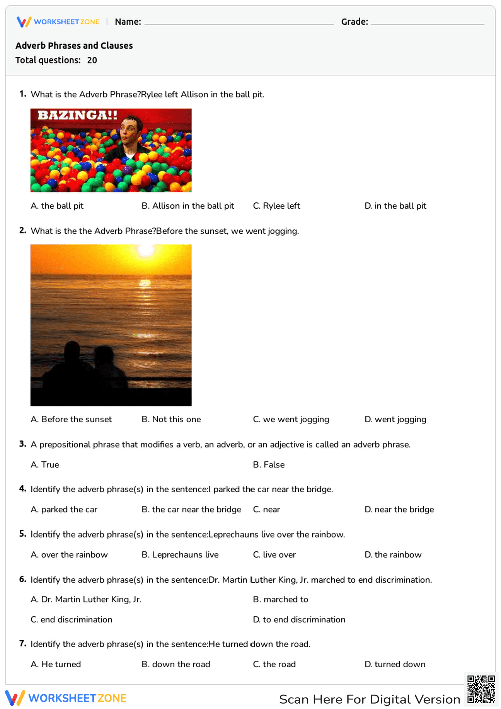 Adverb Phrases and Clauses - Page 1