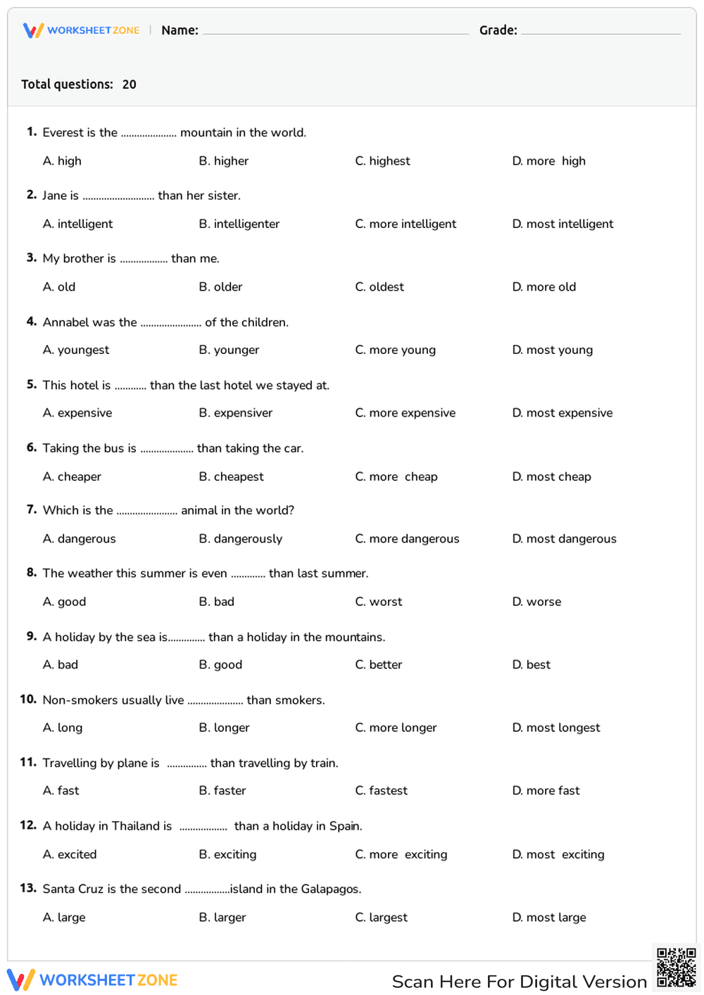 Comparatives and Superlatives - Page 1