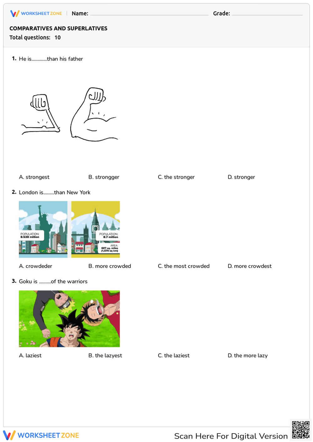 Mastering Comparatives and Superlatives Worksheet - Page 1