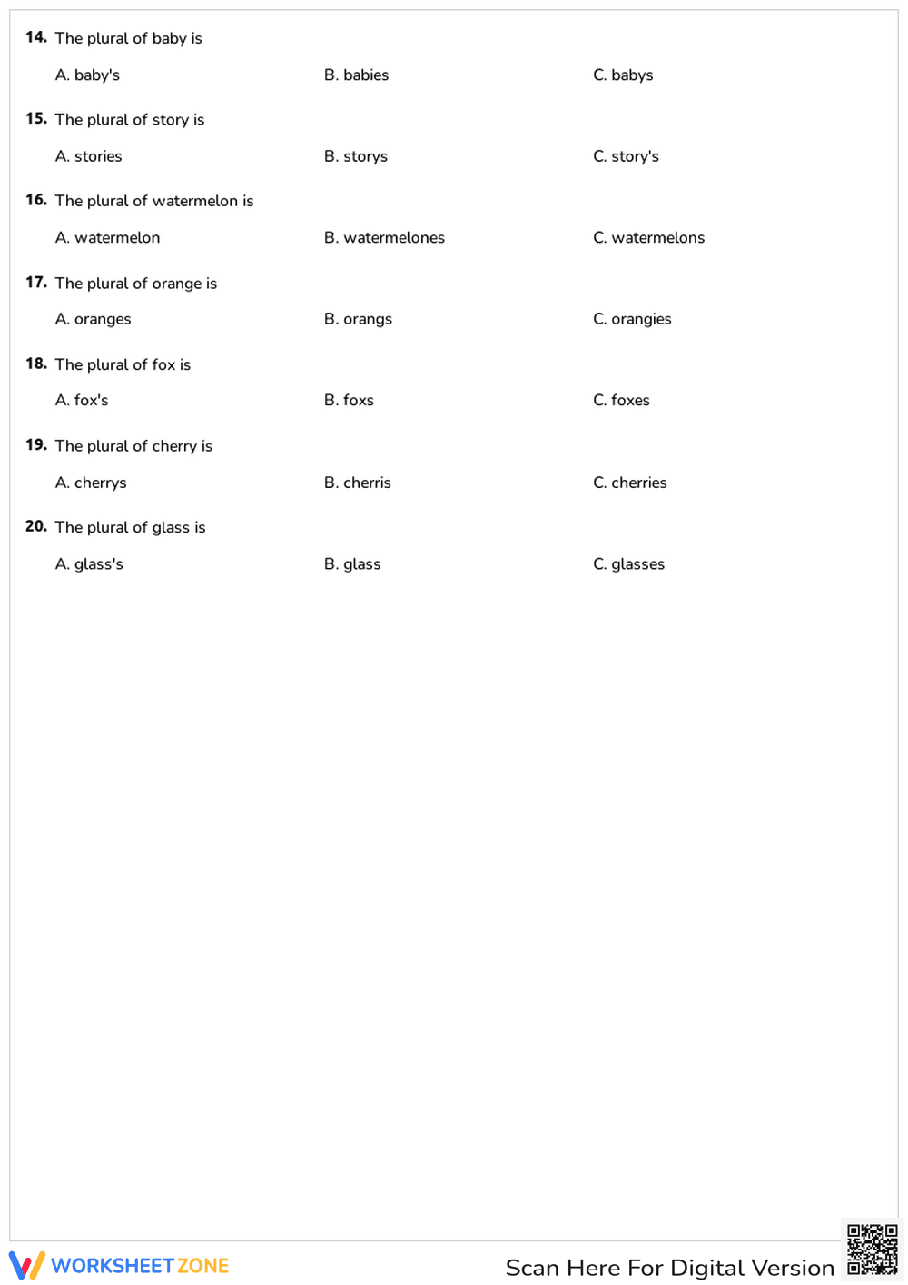 Singular and Plural Nouns - Page 2