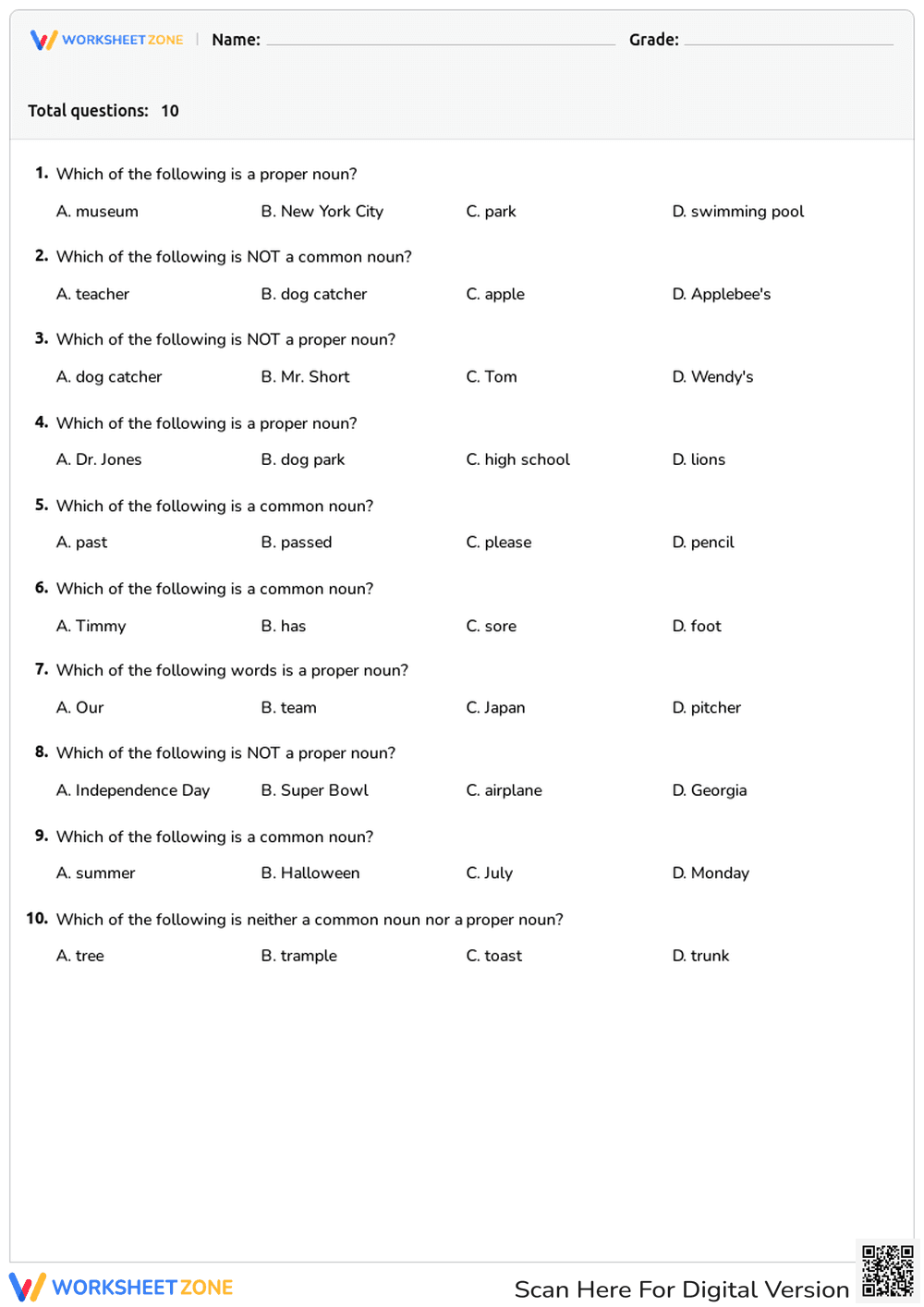 Common & Proper Nouns - Page 1