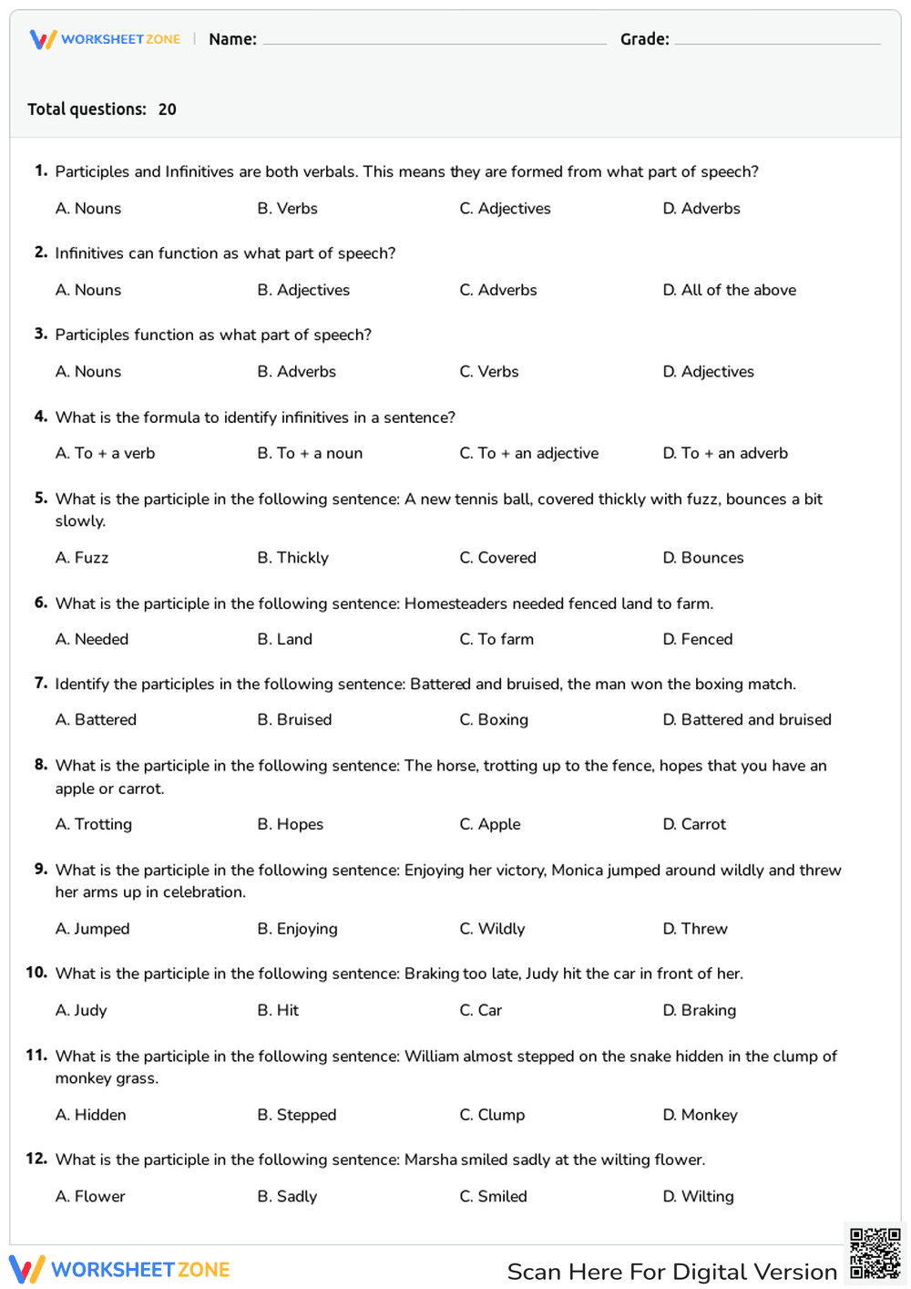 Participles & Infinitives - Page 1