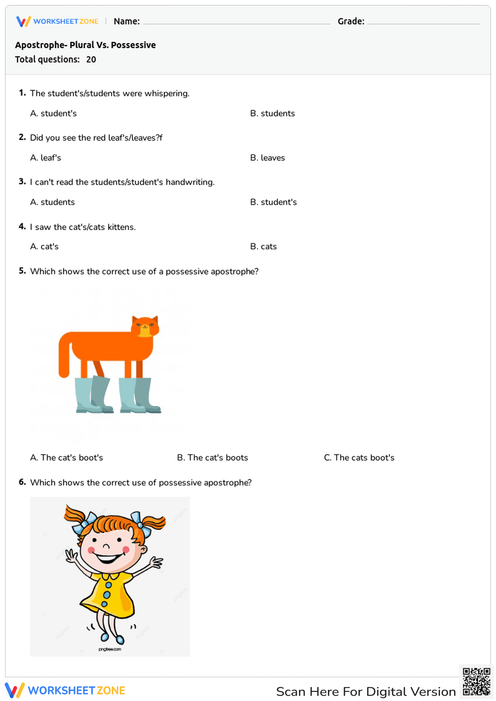Apostrophe- Plural Vs. Possessive - Page 1