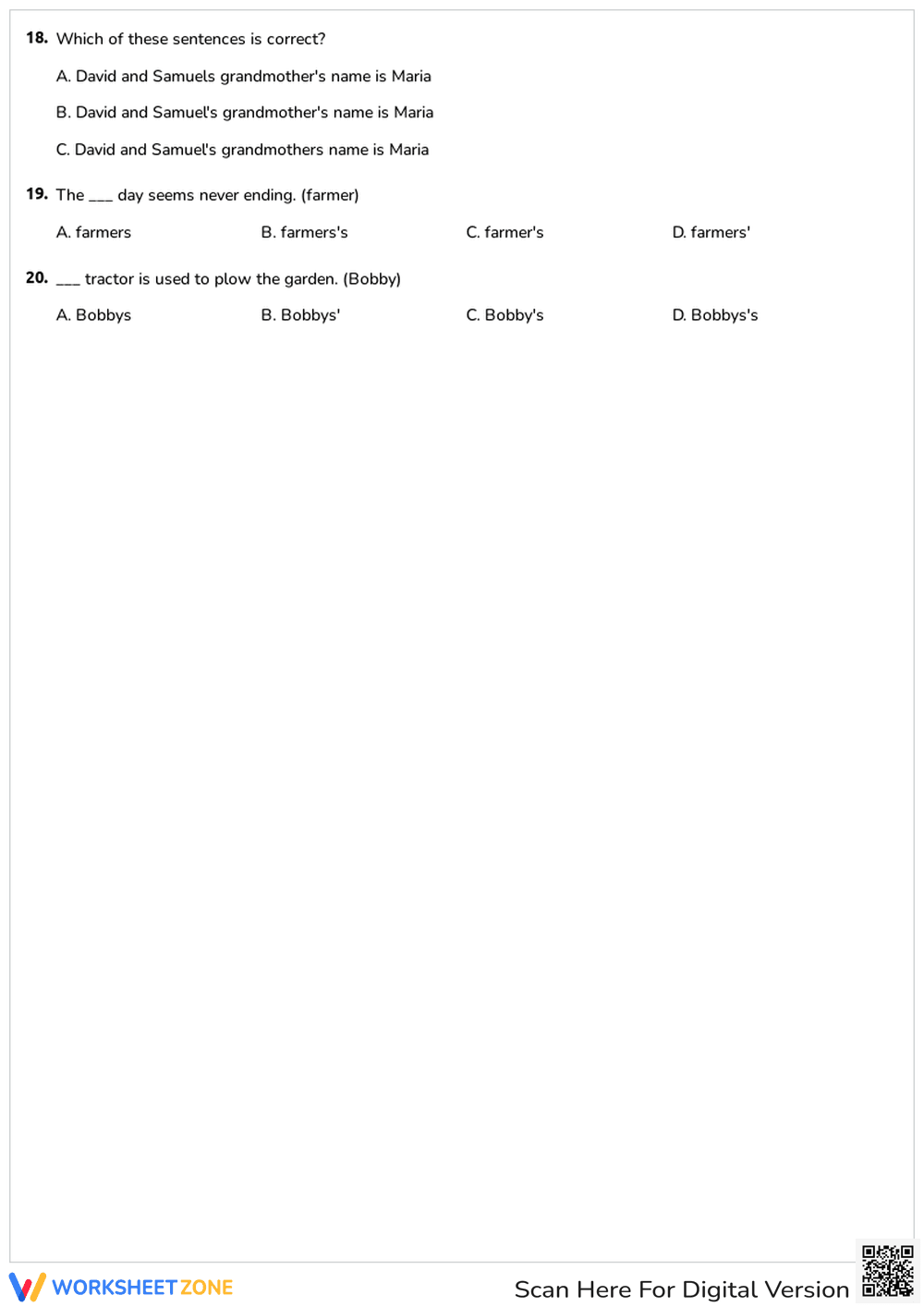 Apostrophe- Plural Vs. Possessive - Page 4
