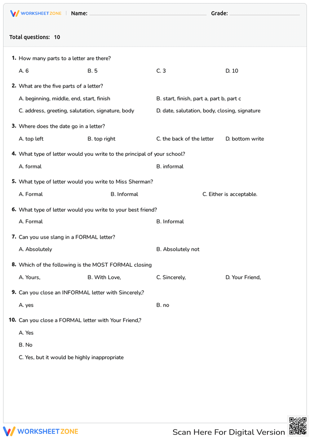 Letter Writing - Page 1