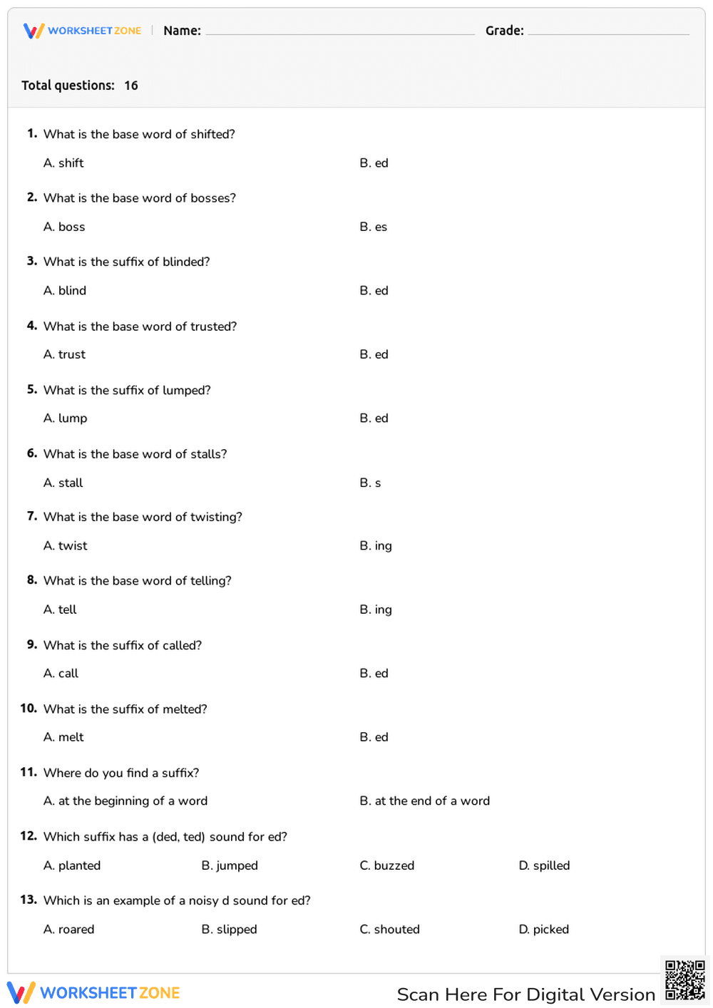base words and suffixes - Page 1