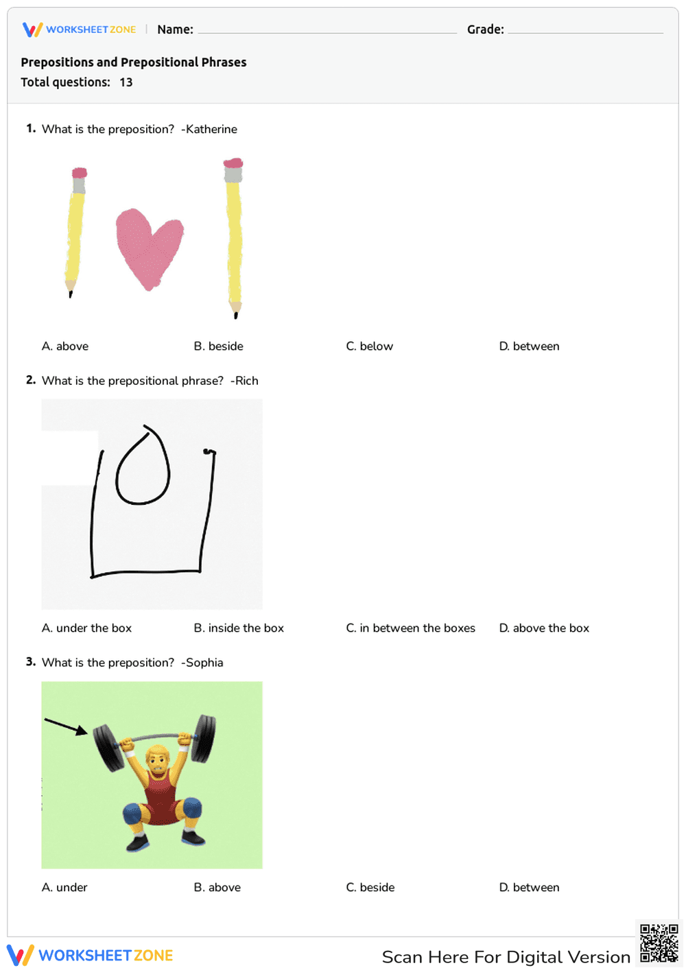 Prepositions and Prepositional Phrases - Page 1
