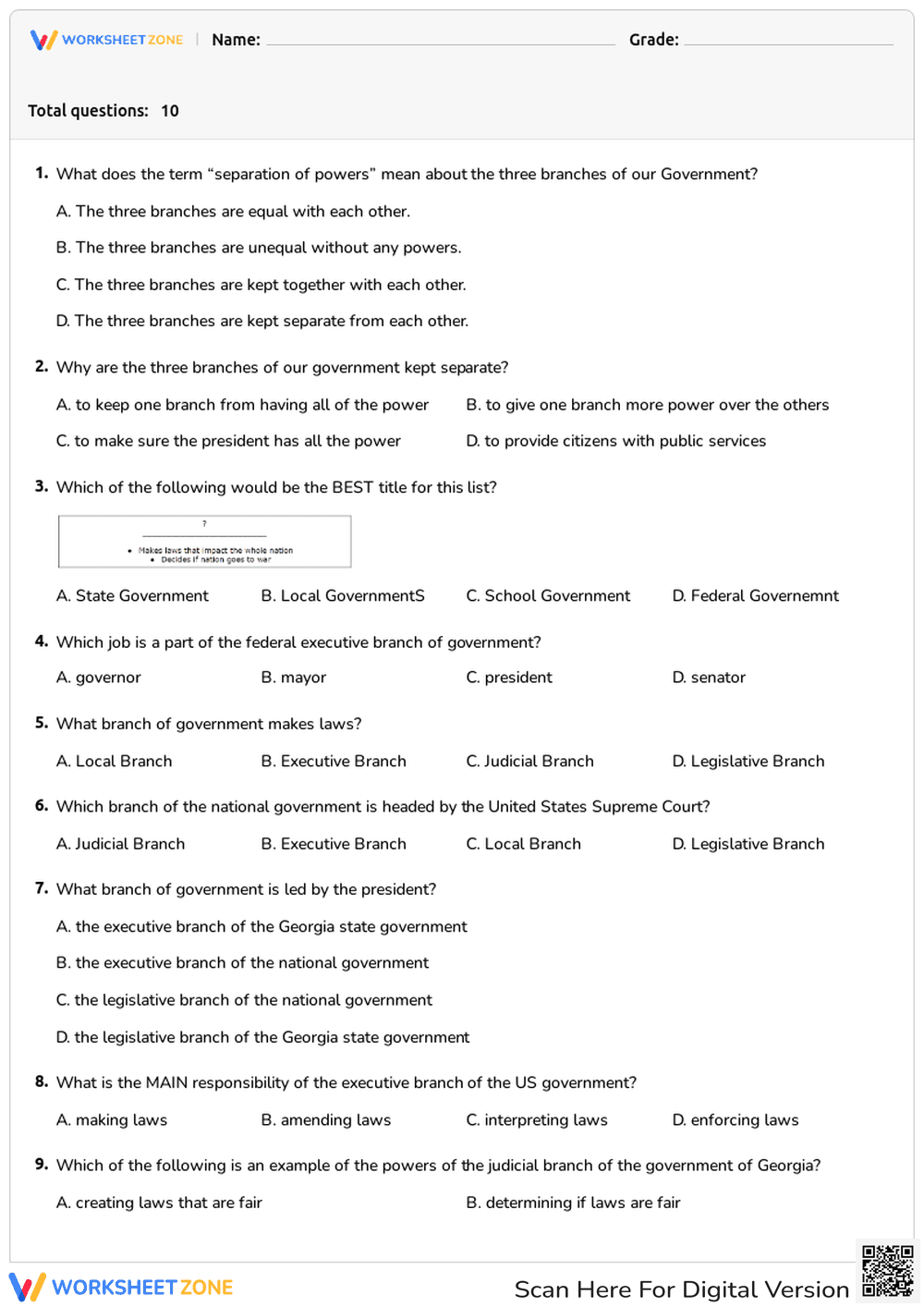 Government Branches: Separation of Powers Explained - Page 1