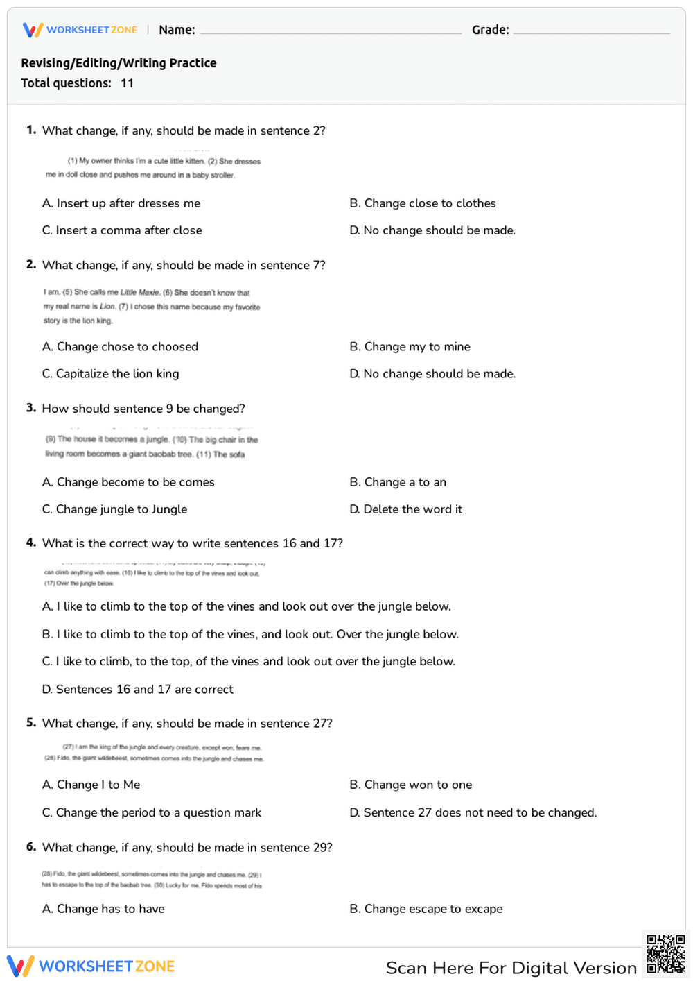 Revising/Editing/Writing Practice - Page 1