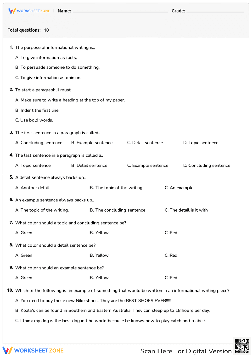 Informational Writing - Page 1