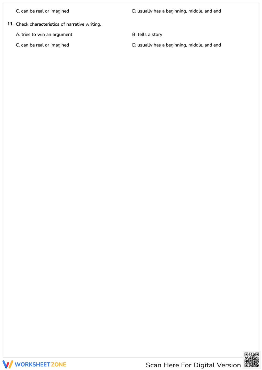 Writing Genre: Matching Prompts and Narrative Elements - Page 2