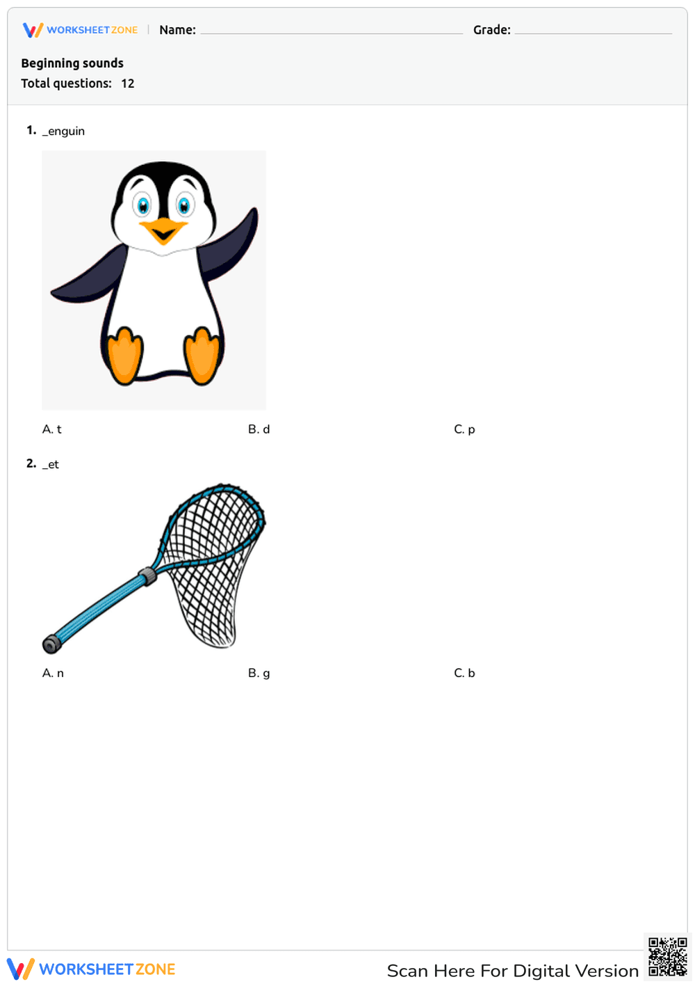 Beginning sounds - Page 1