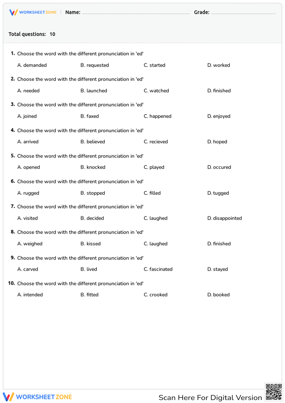 Ed-ending sounds - Page 1