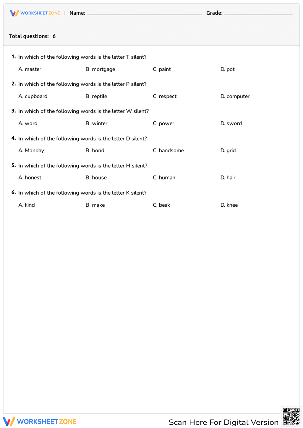 Silent letters - Page 1