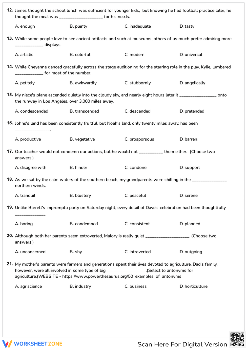 Context Clues: Antonyms Practice Quiz - Page 2