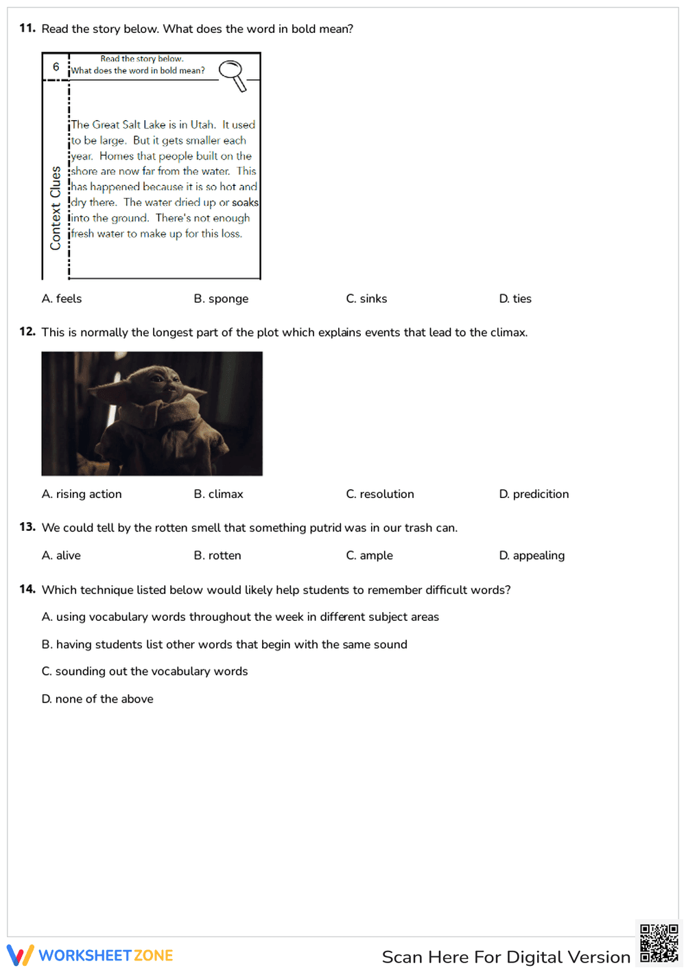 Context Clues: Vocabulary Growth Quiz - Page 3