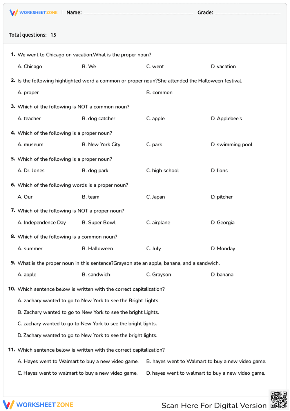 Common & Proper Nouns - Page 1