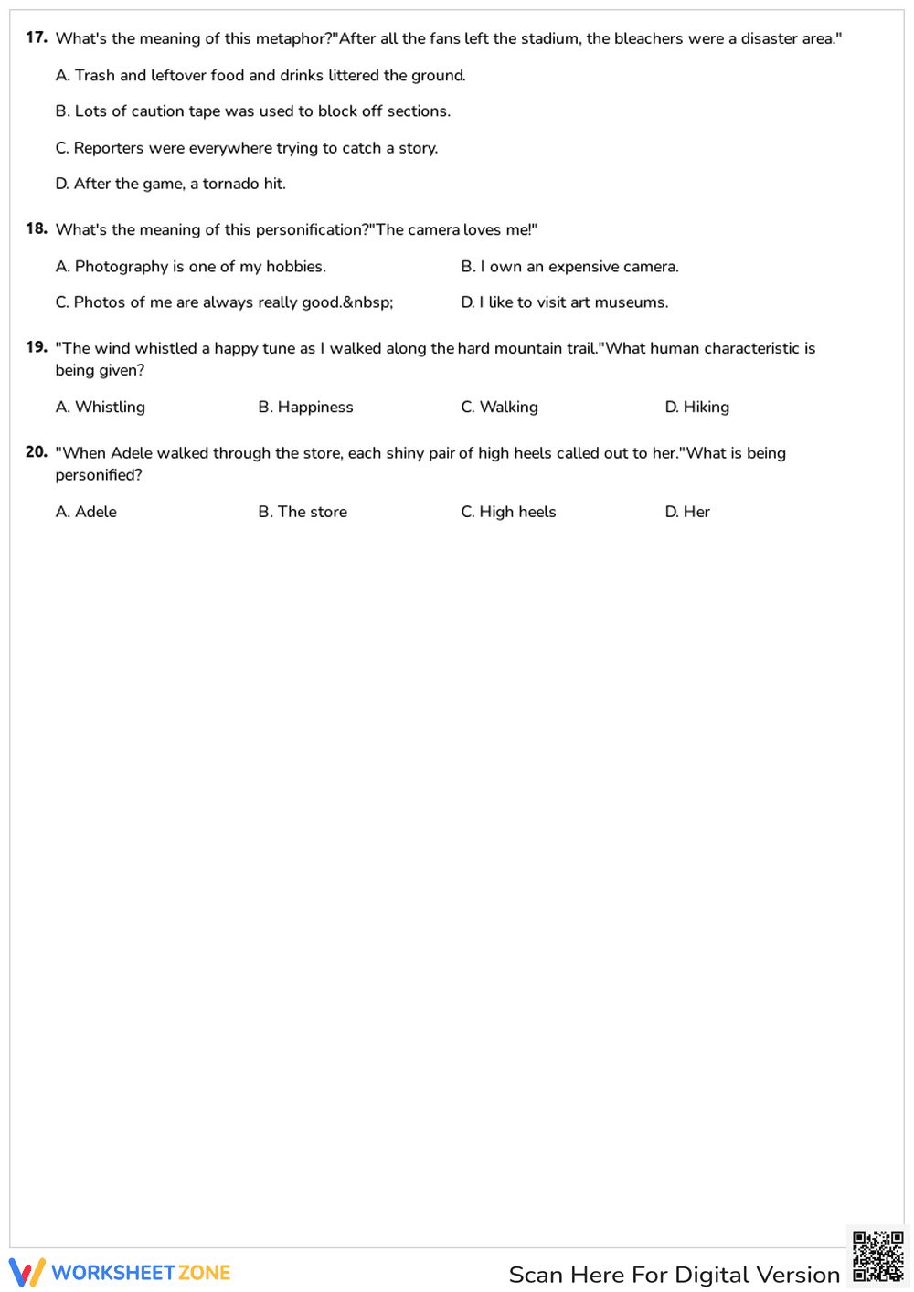 Figurative Language Quiz: Identify & Interpret - Page 3