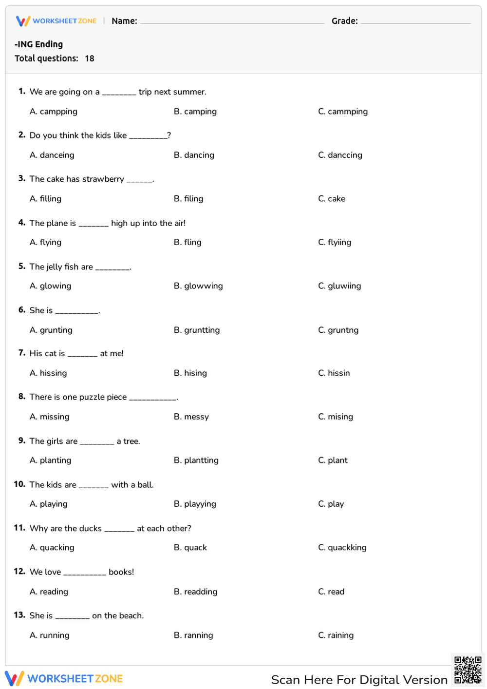 Quiz: Mastering -ing Endings - Page 1