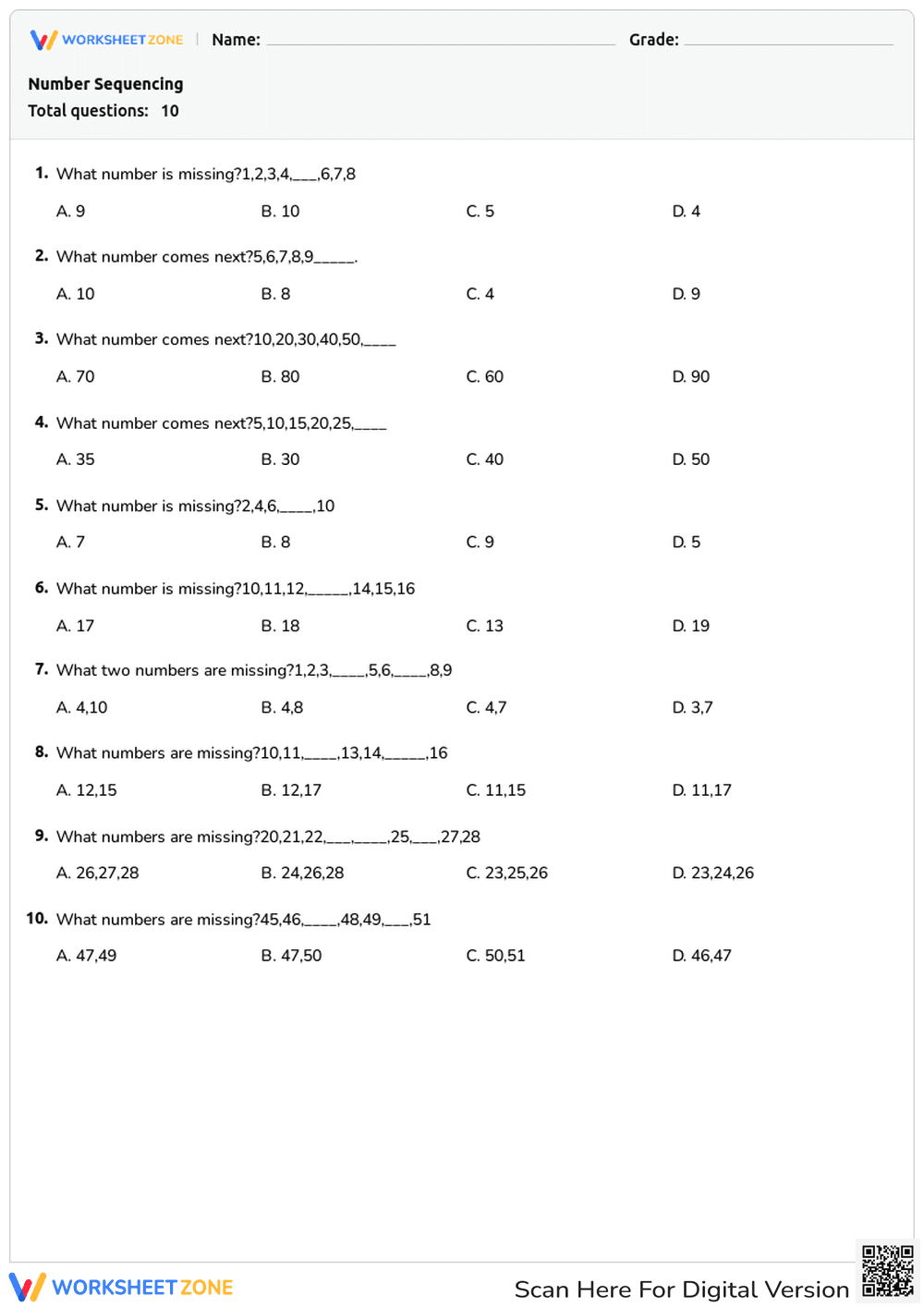 Number Sequencing - Page 1