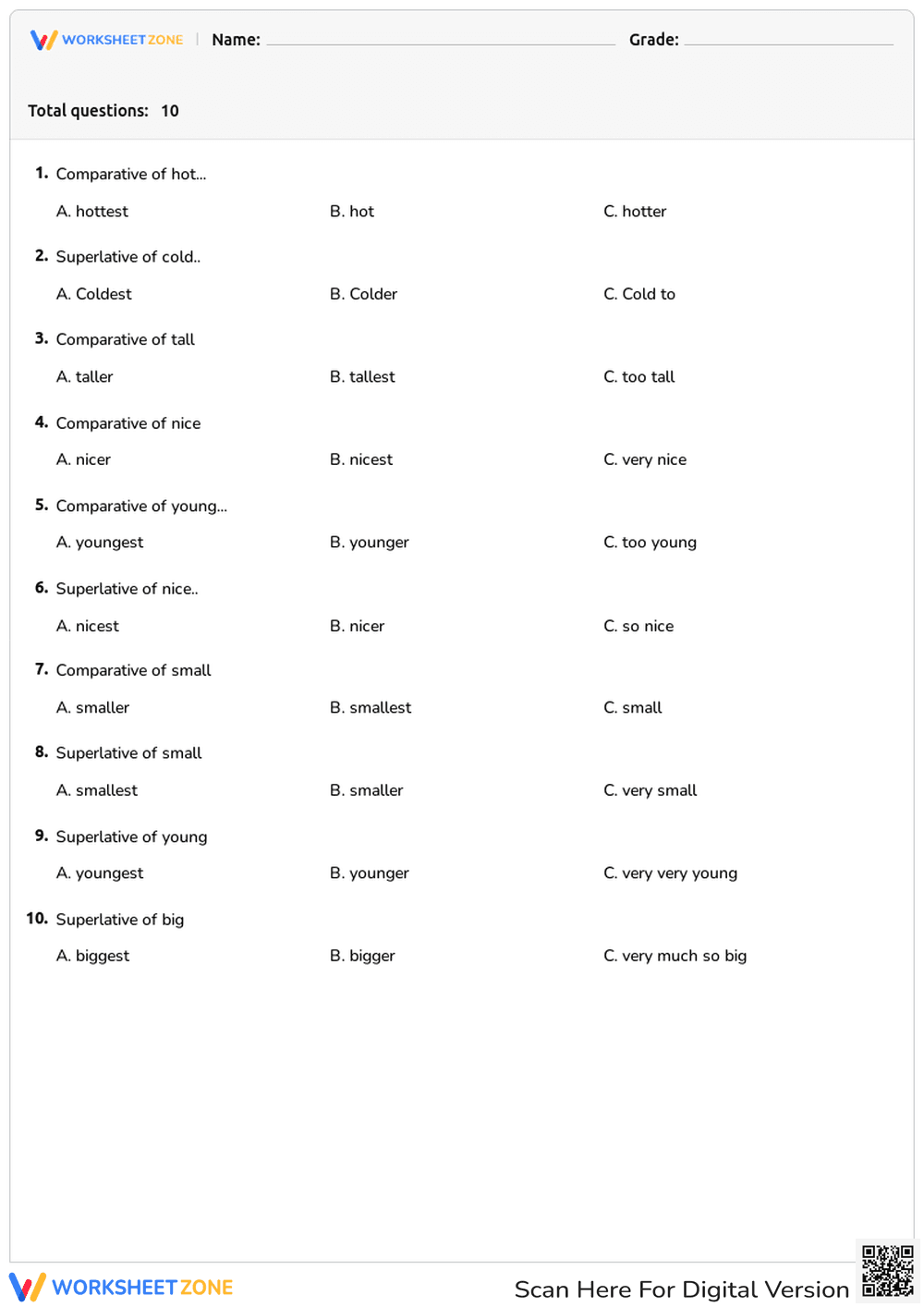Comparatives and Superlatives - Page 1