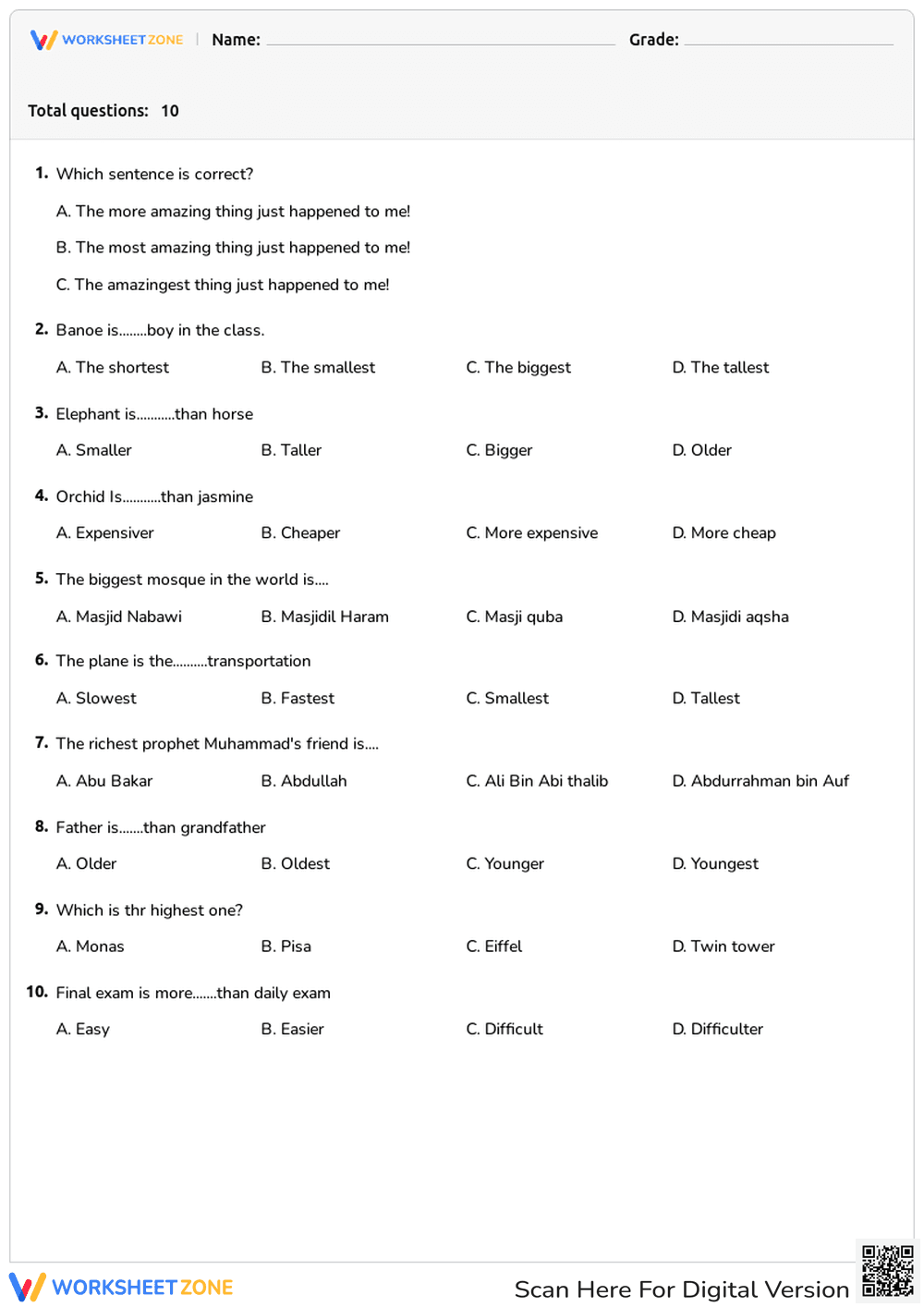 Comparatives and Superlatives - Page 1