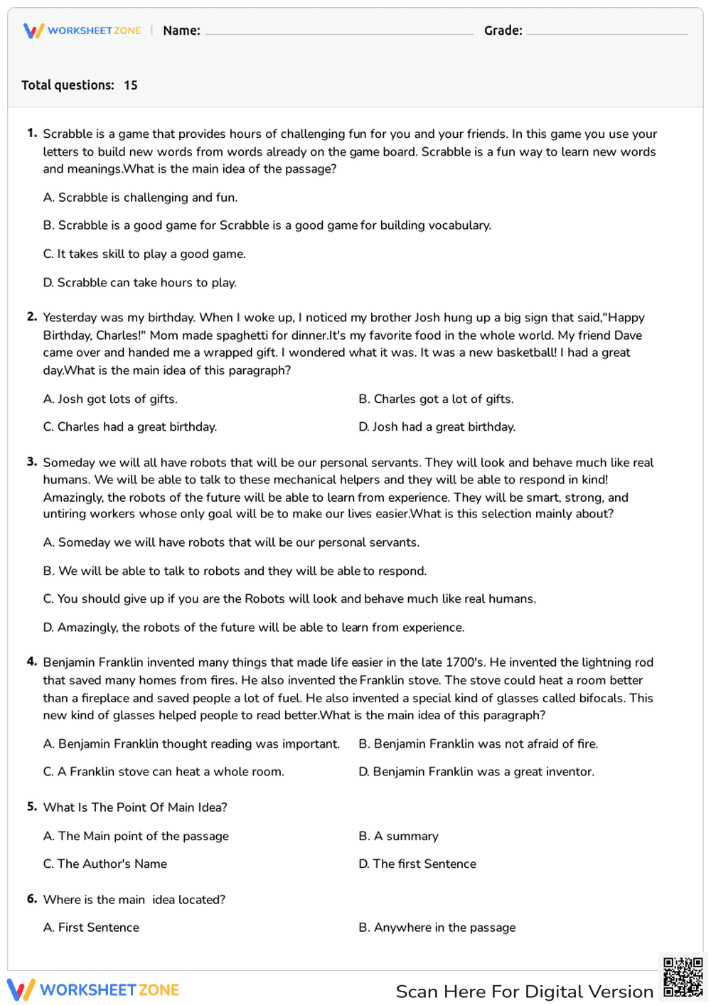 Determining the Main Idea - Page 1