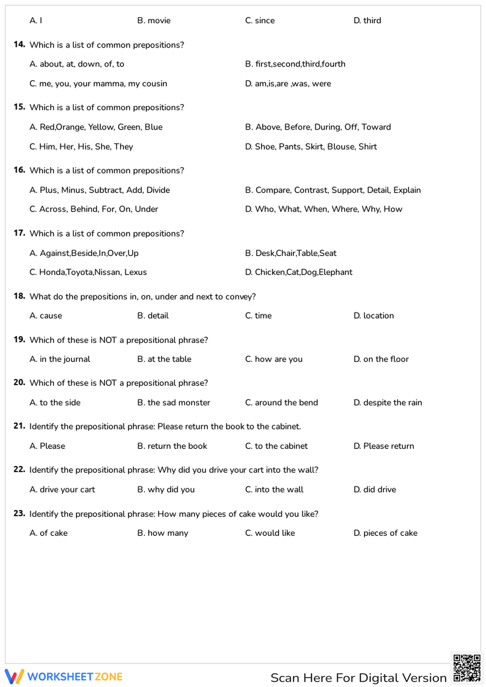 Prepositional Phrases - Page 2