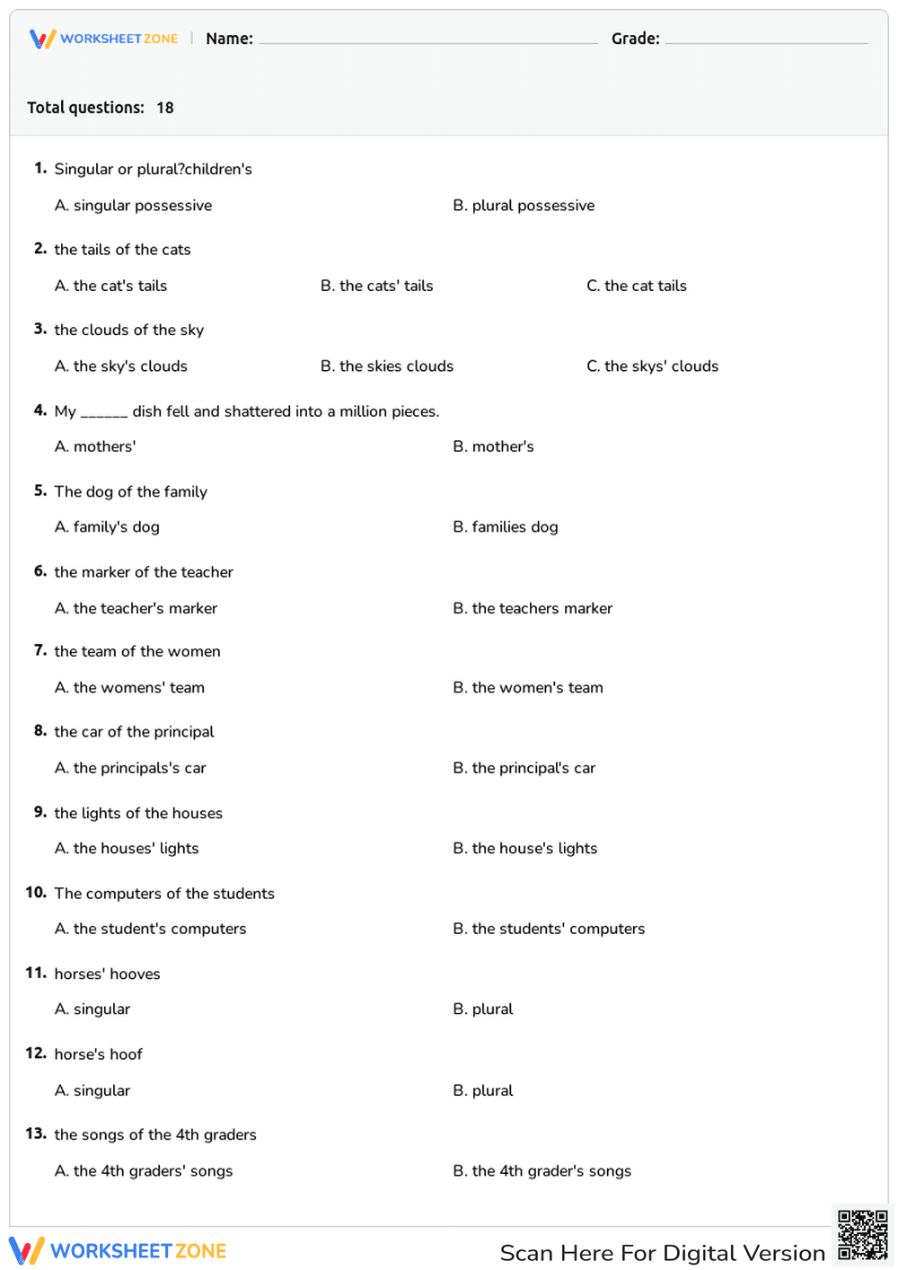 singular and plural possessives - Page 1