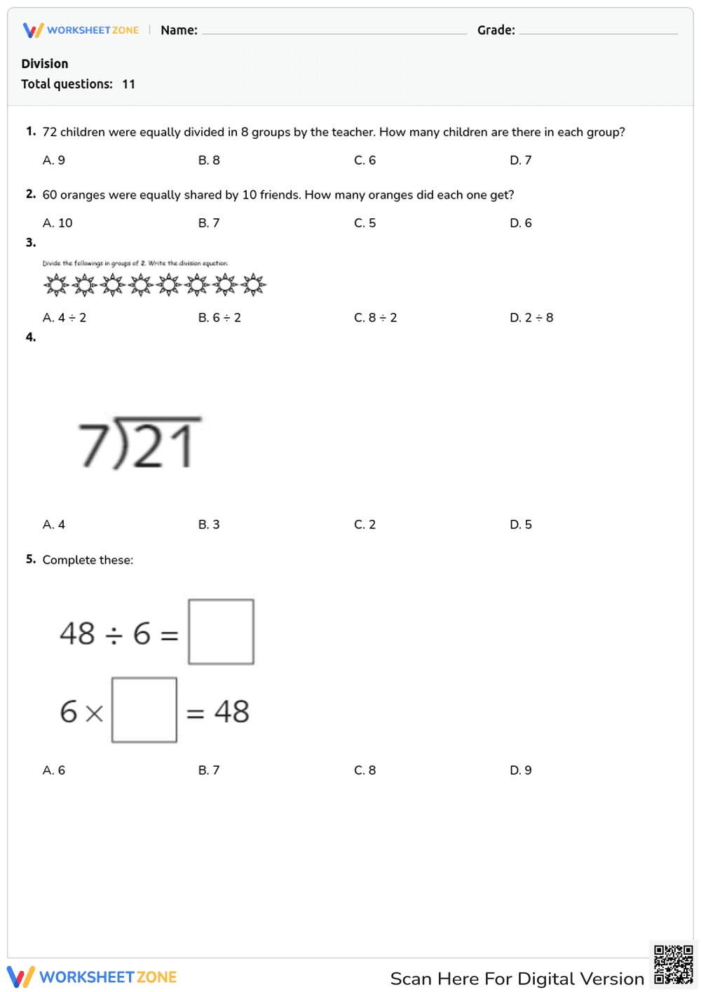 Solve Division Problems - Page 1