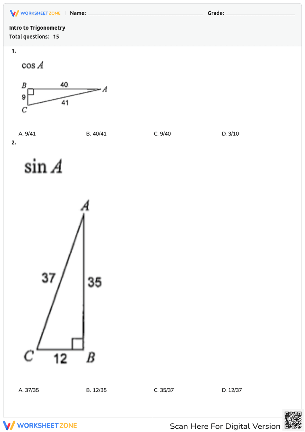 Intro to Trigonometry - Page 1