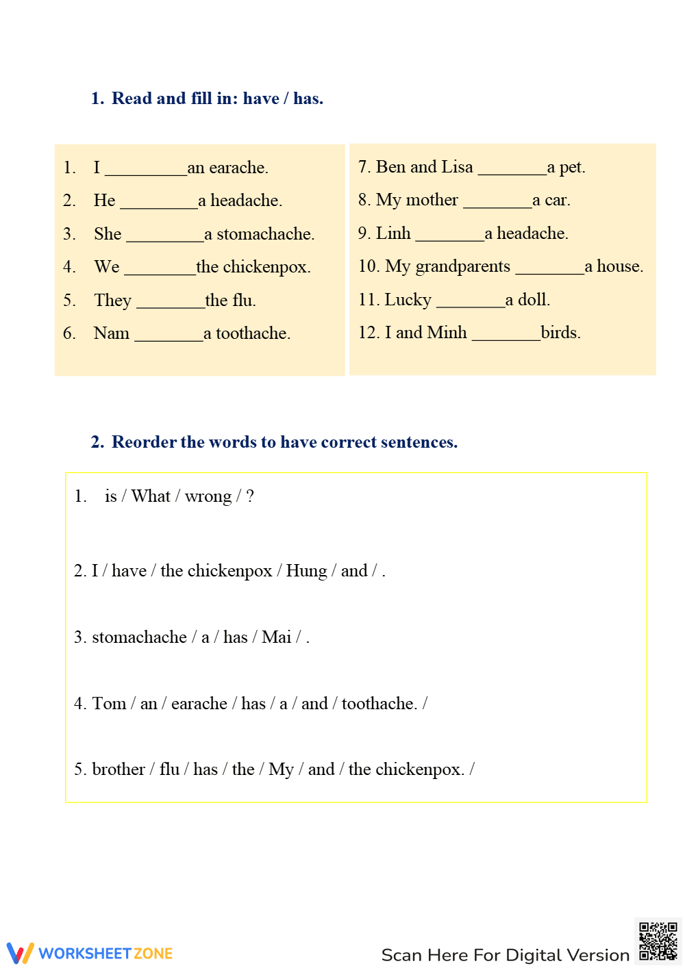 unit 5- health-Excercise lesson 1 - Page 1